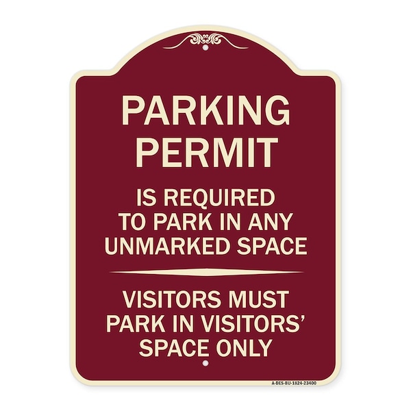 Parking Permit Is Required to Park in ANY Unmarked Space Visitors Must Park in Visito, BU-1824-23400